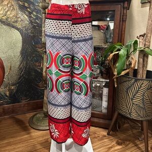 NWOT Silk Geometric Pattern Palazzo Wrap Pants
